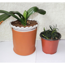 Modern Indoor Waterproof PU Leather Plant Basket Cotton Linen Garden Planter Cover Pot Laundry Basket Bin